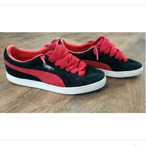 puma suede classic black red